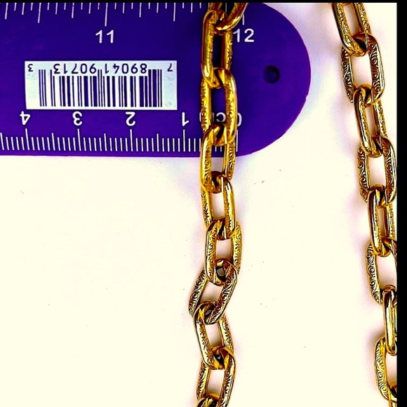 PAPER CLIP NECKLACE GOLD CHAIN 25” NEW VINTAGE MONET 1/2” x 1/4 LINKS ENGRAVED - Picture 11 of 11